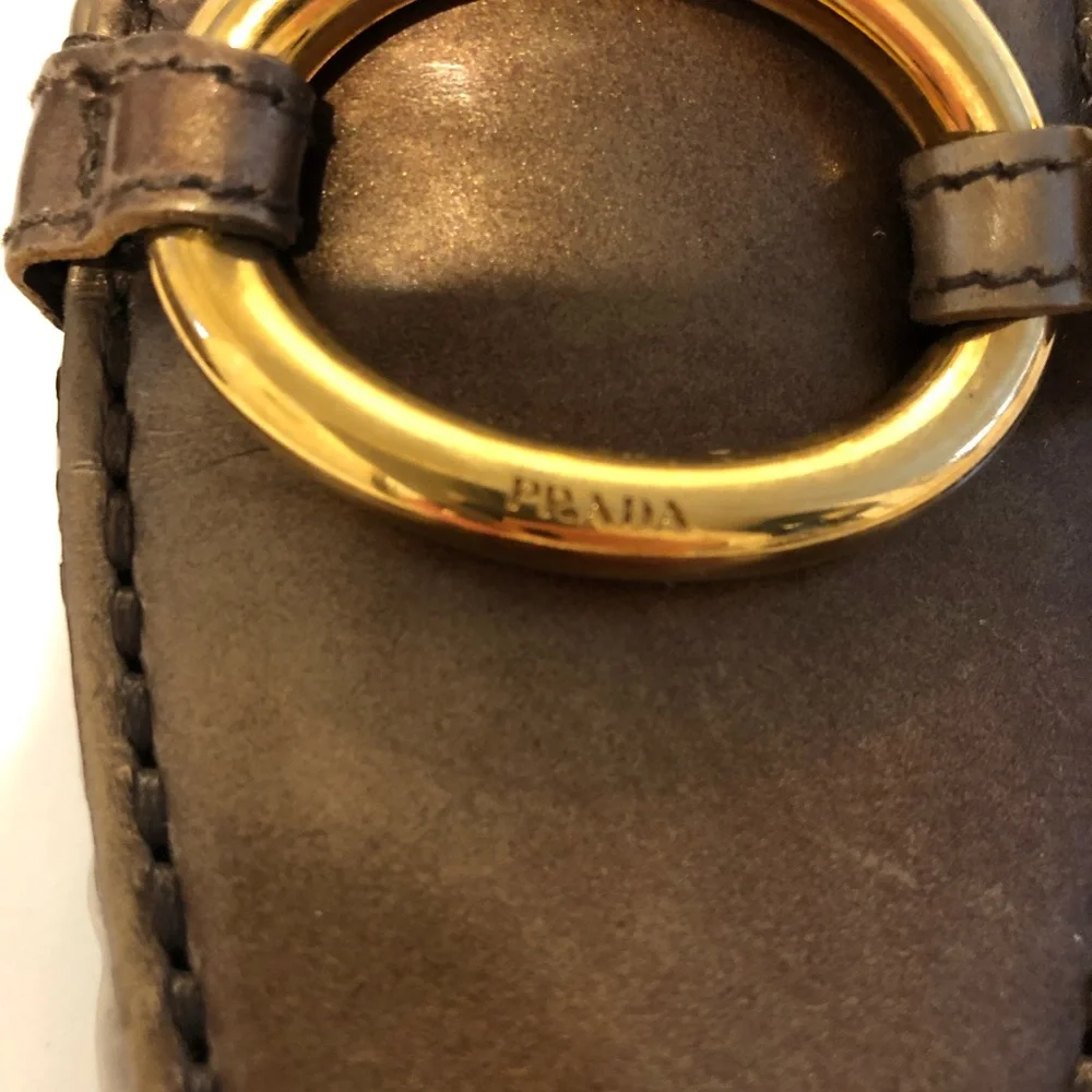 Prada Bronze loafers size 37 1/2  gold detailing see listing photos - Picture 3 of 10